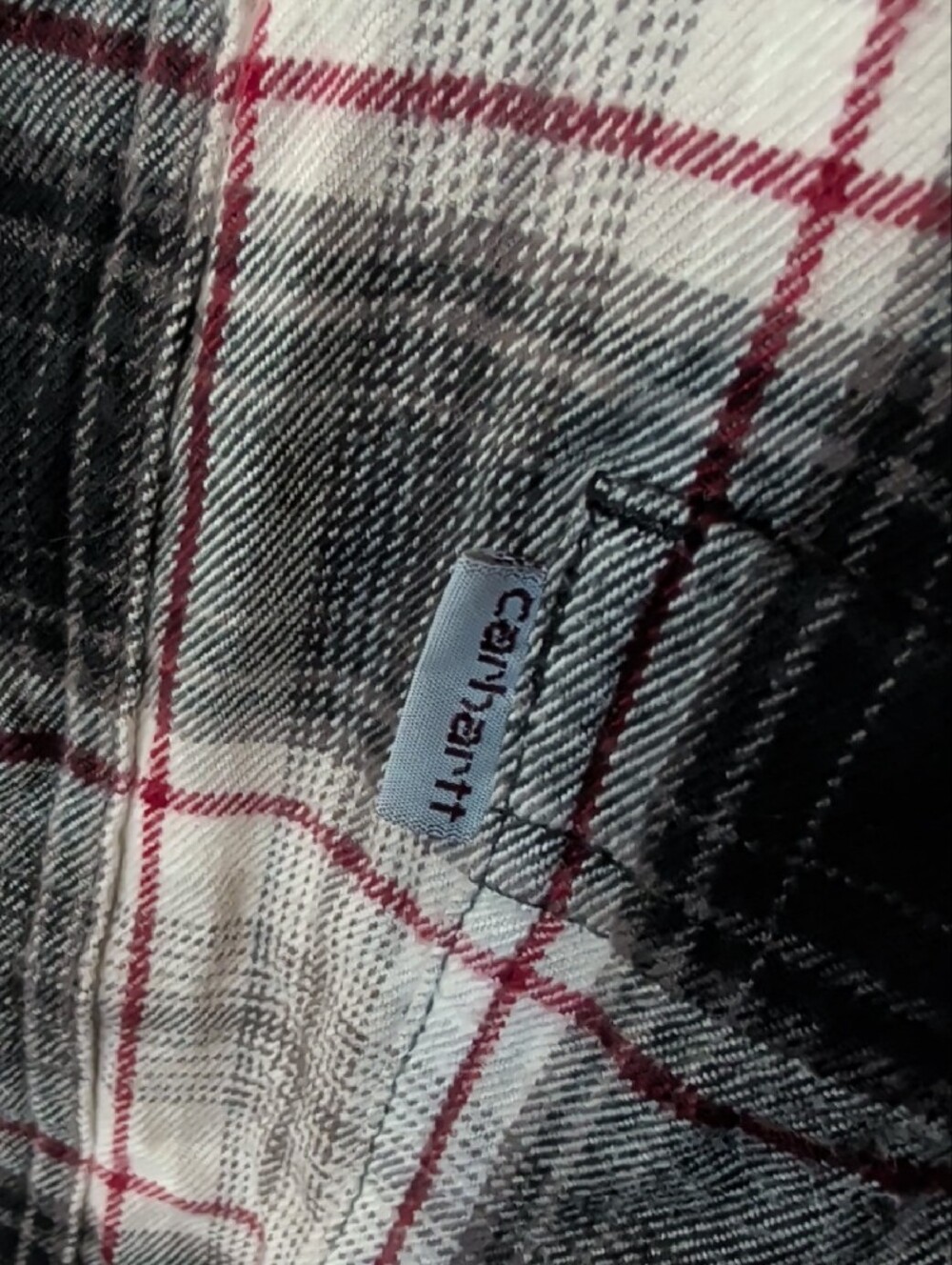 Carhartt Flannel Black, White & Red Plaid Button-Down Shirt - Picture 3 of 5